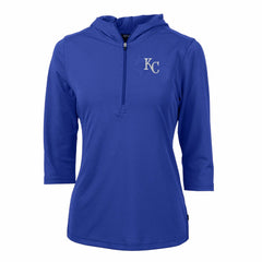 Kansas City Royals Cutter & Buck Women's Virtue Eco Pique 3/4 Sleeve Half-Zip Pullover Hoodie - Royal