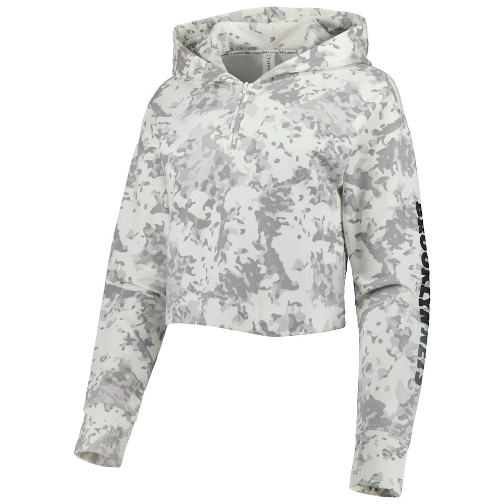 Brooklyn Nets Lusso Women's Maia Tri-Blend Cropped Quarter-Zip Top - Gray/White cheap