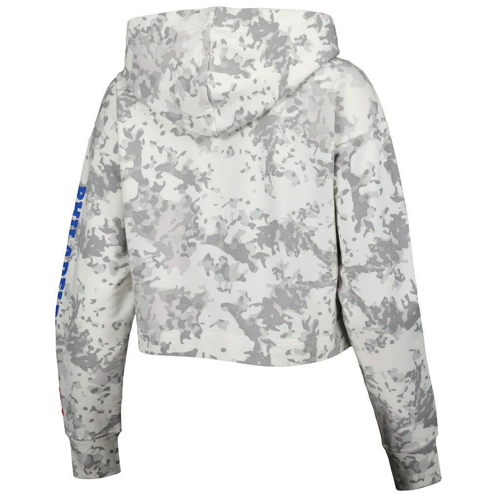 Philadelphia 76ers Lusso Women's Maia Tri-Blend Cropped Quarter-Zip Top - Gray/White outlet