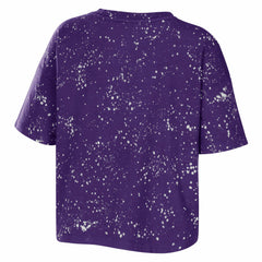 Los Angeles Lakers WEAR by Erin Andrews Women's Bleach Splatter Notch Neck T-Shirt - Purple outlet