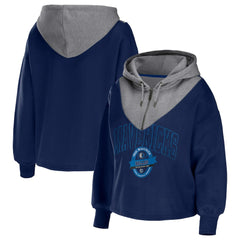Dallas Mavericks WEAR by Erin Andrews Women's Pieced Quarter-Zip Hoodie Jacket sale - Navy online