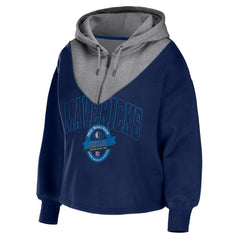 Dallas Mavericks WEAR by Erin Andrews Women's Pieced Quarter-Zip Hoodie Jacket sale - Navy online