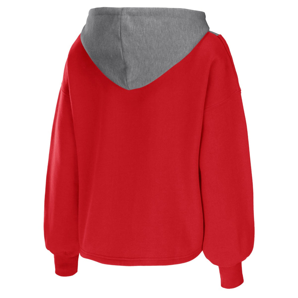 Toronto Raptors WEAR by Erin Andrews Women's Pieced Quarter-Zip Hoodie Jacket - Red for sale