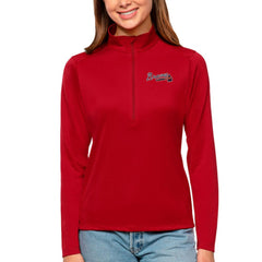 Atlanta Braves Antigua Women's Tribute Quarter-Zip Pullover Top - Red