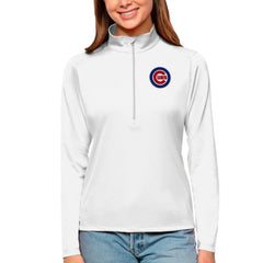 Chicago Cubs Antigua Women's Tribute Quarter-Zip Pullover Top - White
