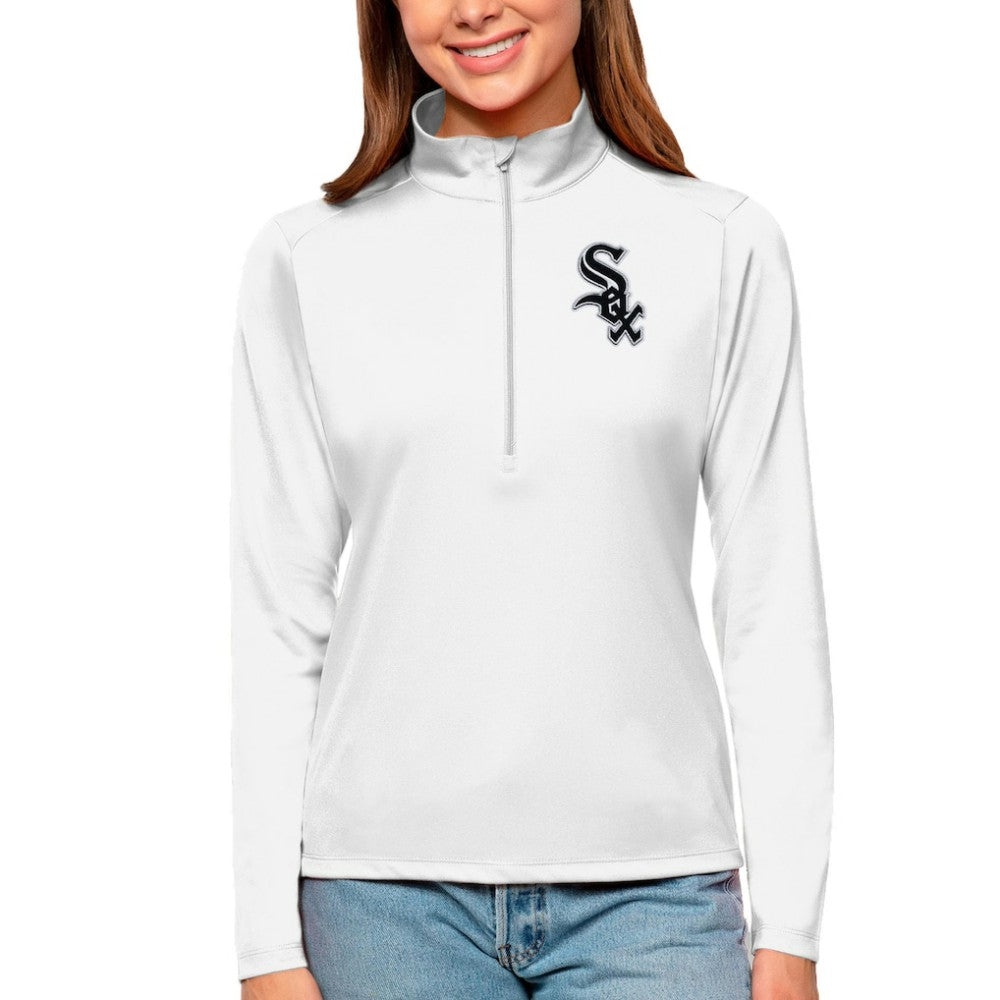 Chicago White Sox Antigua Women's Tribute Quarter-Zip Pullover Top - White