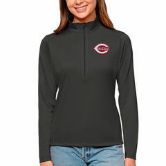 Cincinnati Reds Antigua Women's Tribute Quarter-Zip Pullover Top - Charcoal