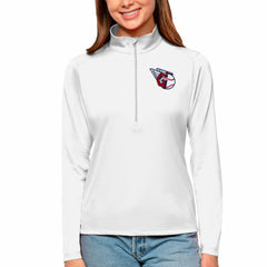 Cleveland Guardians Antigua Women's Tribute Quarter-Zip Pullover Top - White
