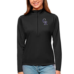 Colorado Rockies Antigua Women's Tribute Quarter-Zip Pullover Top - Black