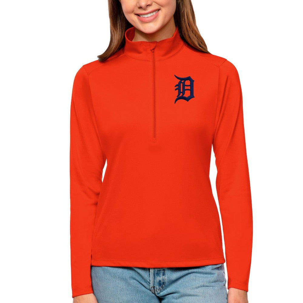 Detroit Tigers Antigua Women's Tribute Quarter-Zip Pullover Top - Orange