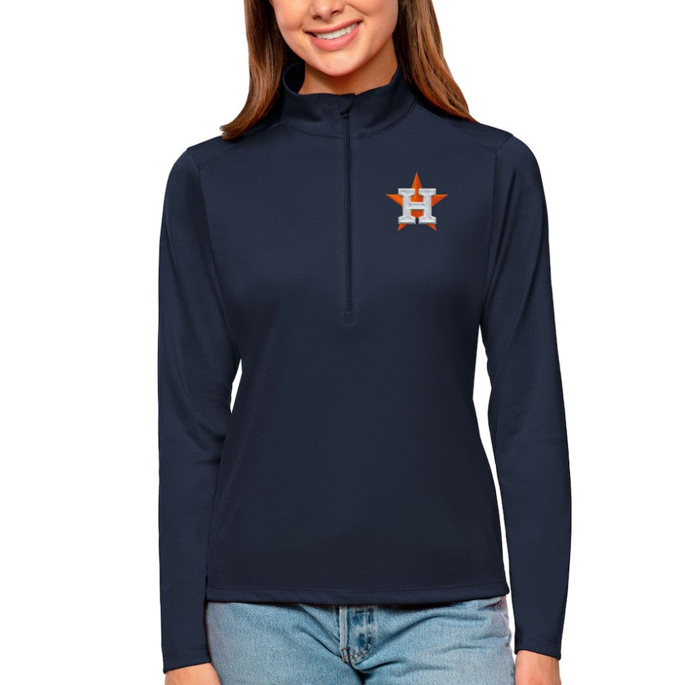 Houston Astros Antigua Women's Tribute Quarter-Zip Pullover Top - Navy