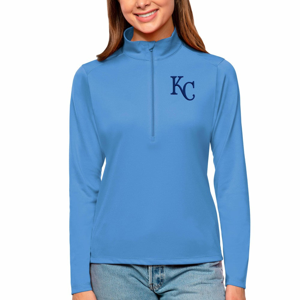 Kansas City Royals Antigua Women's Tribute Quarter-Zip Pullover Top - Light Blue