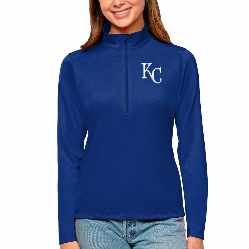 Kansas City Royals Antigua Women's Tribute Quarter-Zip Pullover Top - Royal