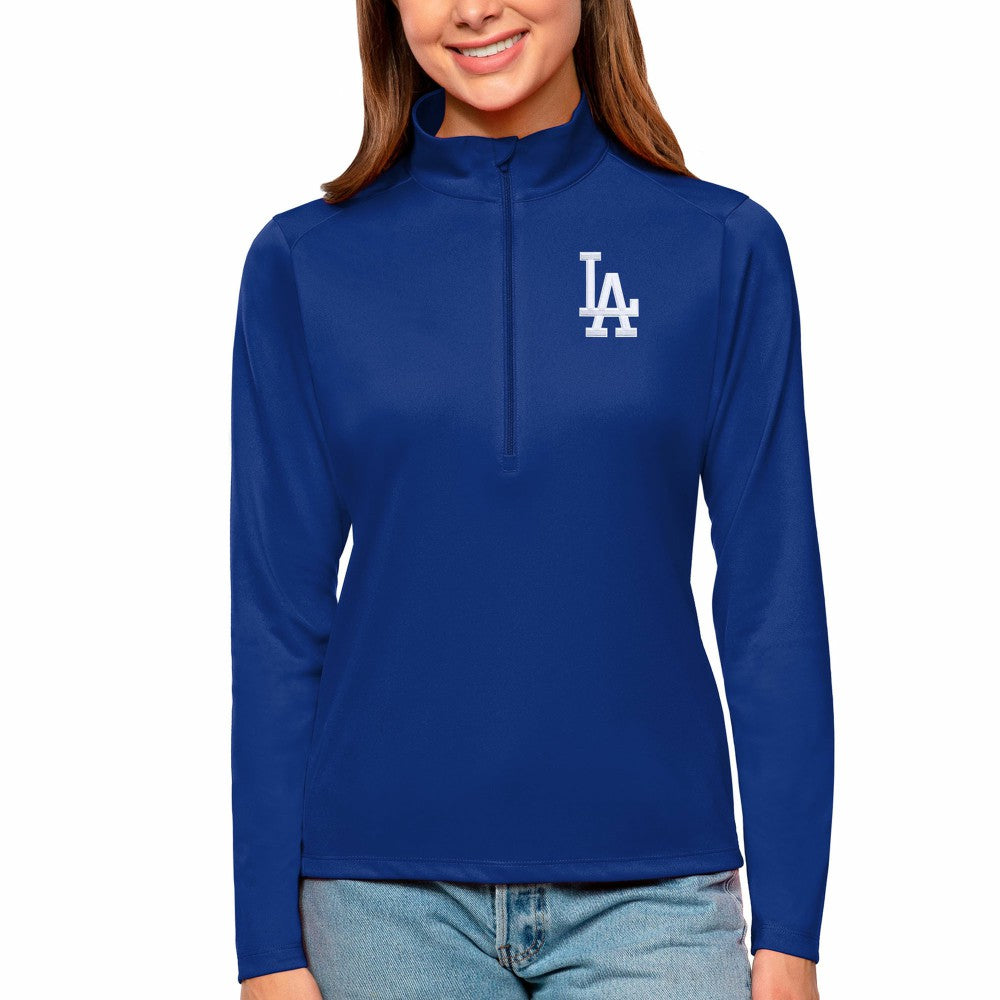 Los Angeles Dodgers Antigua Women's Tribute Quarter-Zip Pullover Top - Royal
