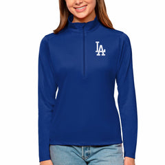 Los Angeles Dodgers Antigua Women's Tribute Quarter-Zip Pullover Top - Royal