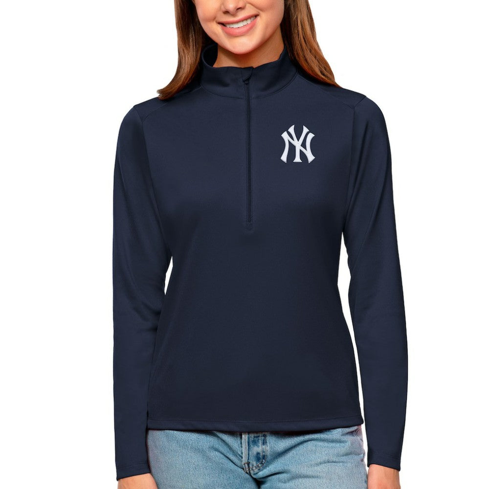 New York Yankees Antigua Women's Tribute Quarter-Zip Pullover Top - Navy