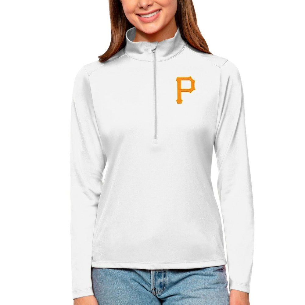Pittsburgh Pirates Antigua Women's Tribute Quarter-Zip Pullover Top - White