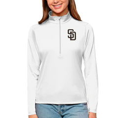 San Diego Padres Antigua Women's Tribute Quarter-Zip Pullover Top - White