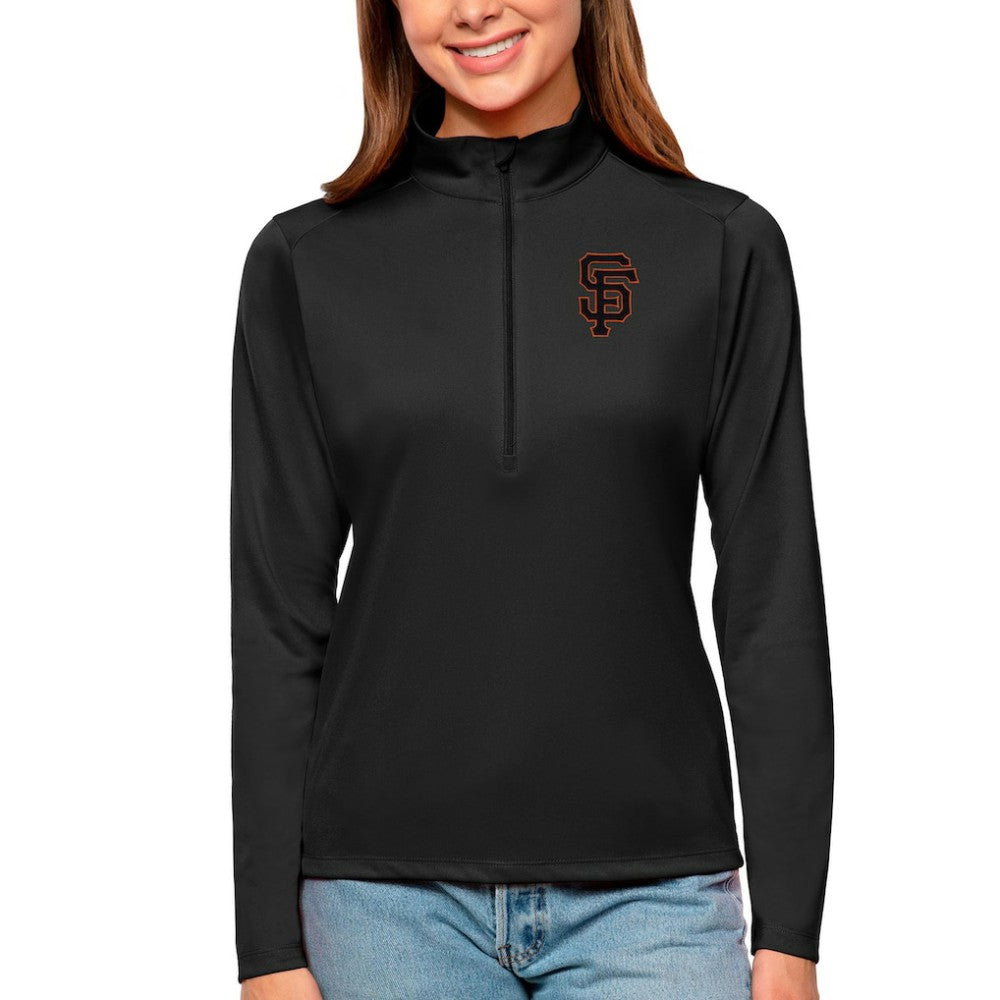 San Francisco Giants Antigua Women's Tribute Quarter-Zip Pullover Top - Black