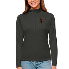 San Francisco Giants Antigua Women's Tribute Quarter-Zip Pullover Top - Charcoal