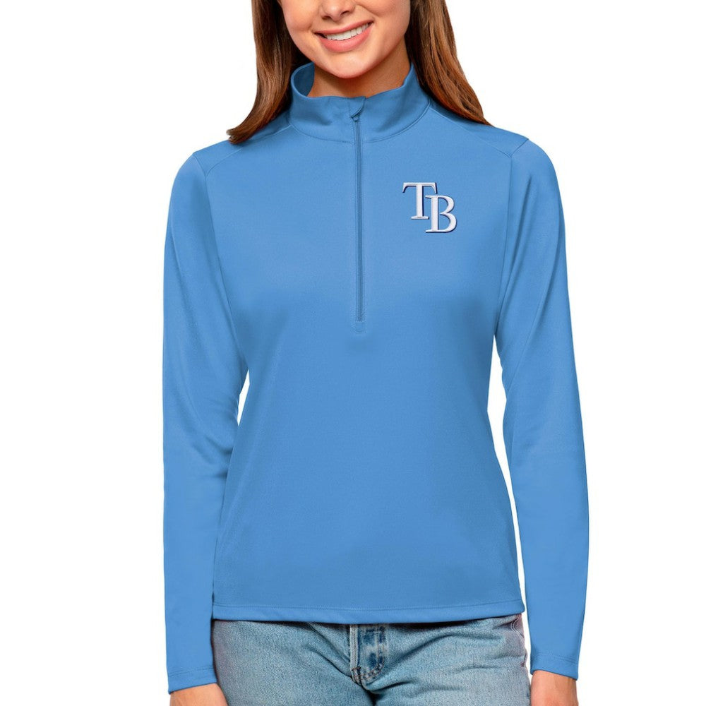 Tampa Bay Rays Antigua Women's Tribute Quarter-Zip Pullover Top - Light Blue