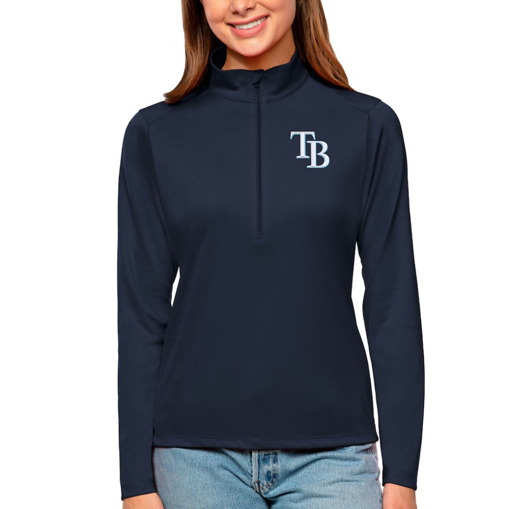 Tampa Bay Rays Antigua Women's Tribute Quarter-Zip Pullover Top - Navy