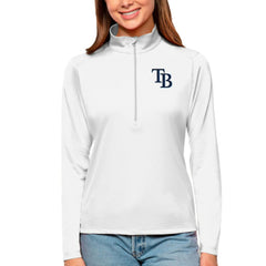 Tampa Bay Rays Antigua Women's Tribute Quarter-Zip Pullover Top - White