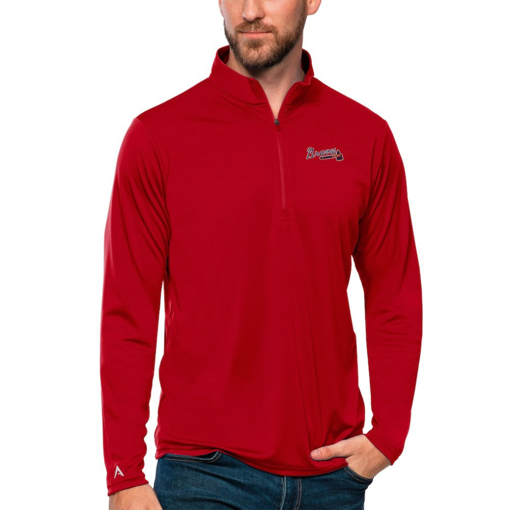 Atlanta Braves Antigua Tribute Quarter-Zip Pullover Top - Red
