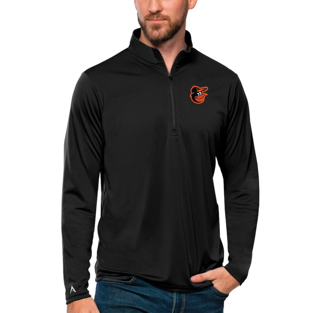 Baltimore Orioles Antigua Tribute Quarter-Zip Pullover Top - Black