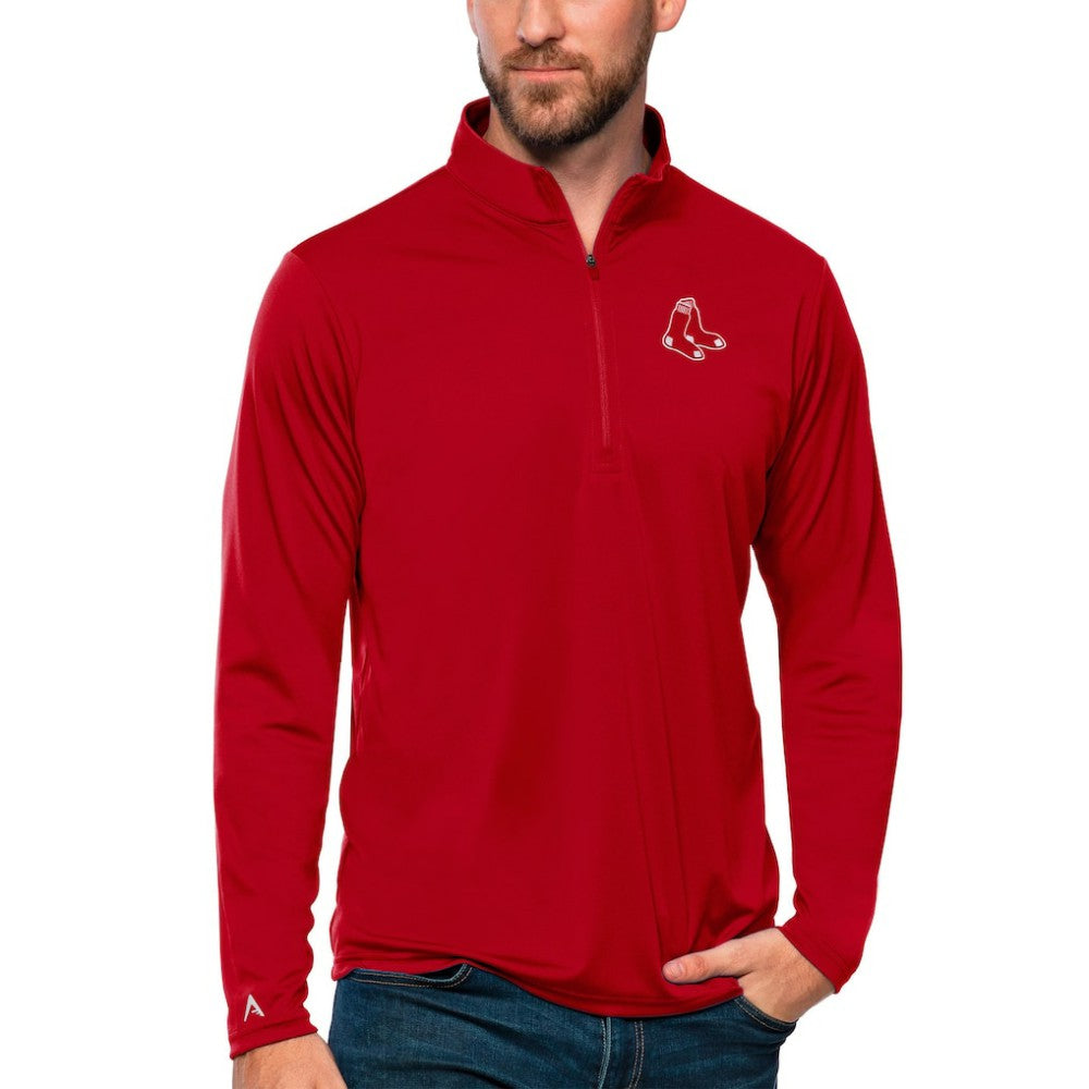Boston Red Sox Antigua Tribute Quarter-Zip Pullover Top - Red