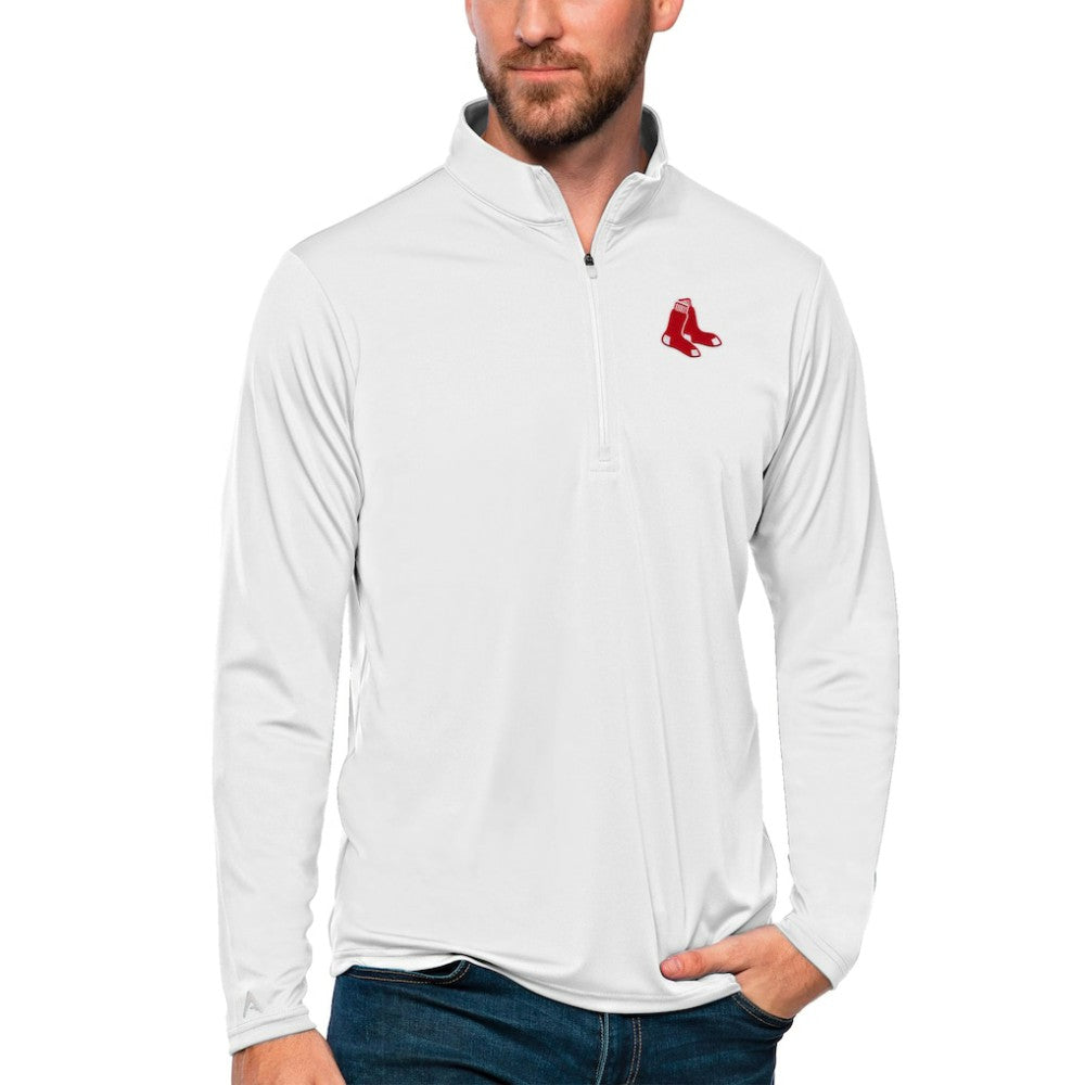 Boston Red Sox Antigua Tribute Quarter-Zip Pullover Top - White