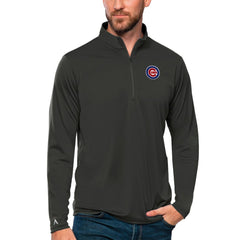 Chicago Cubs Antigua Tribute Quarter-Zip Pullover Top - Charcoal