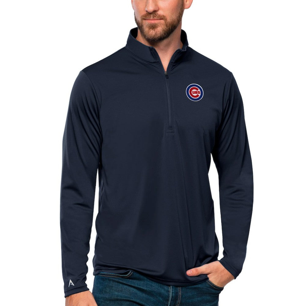 Chicago Cubs Antigua Tribute Quarter-Zip Pullover Top - Navy