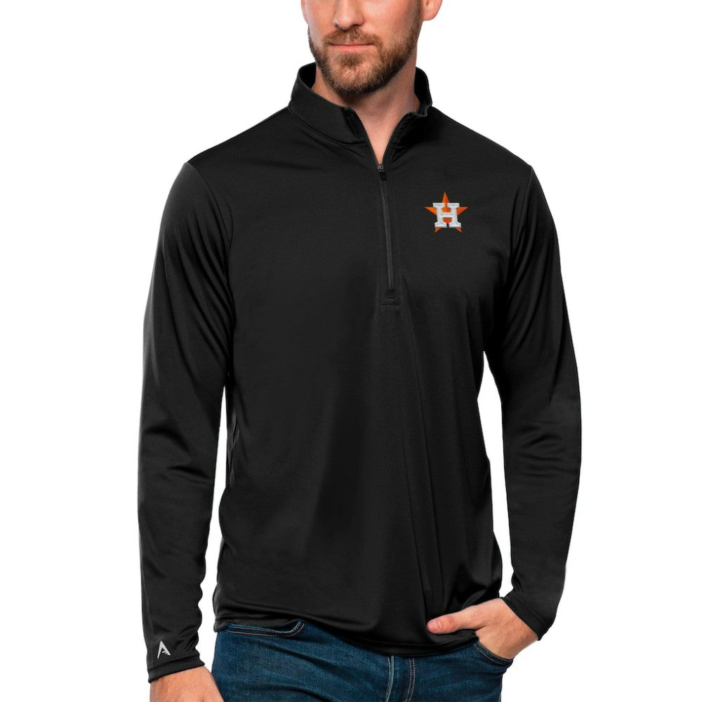 Houston Astros Antigua Tribute Quarter-Zip Pullover Top - Black