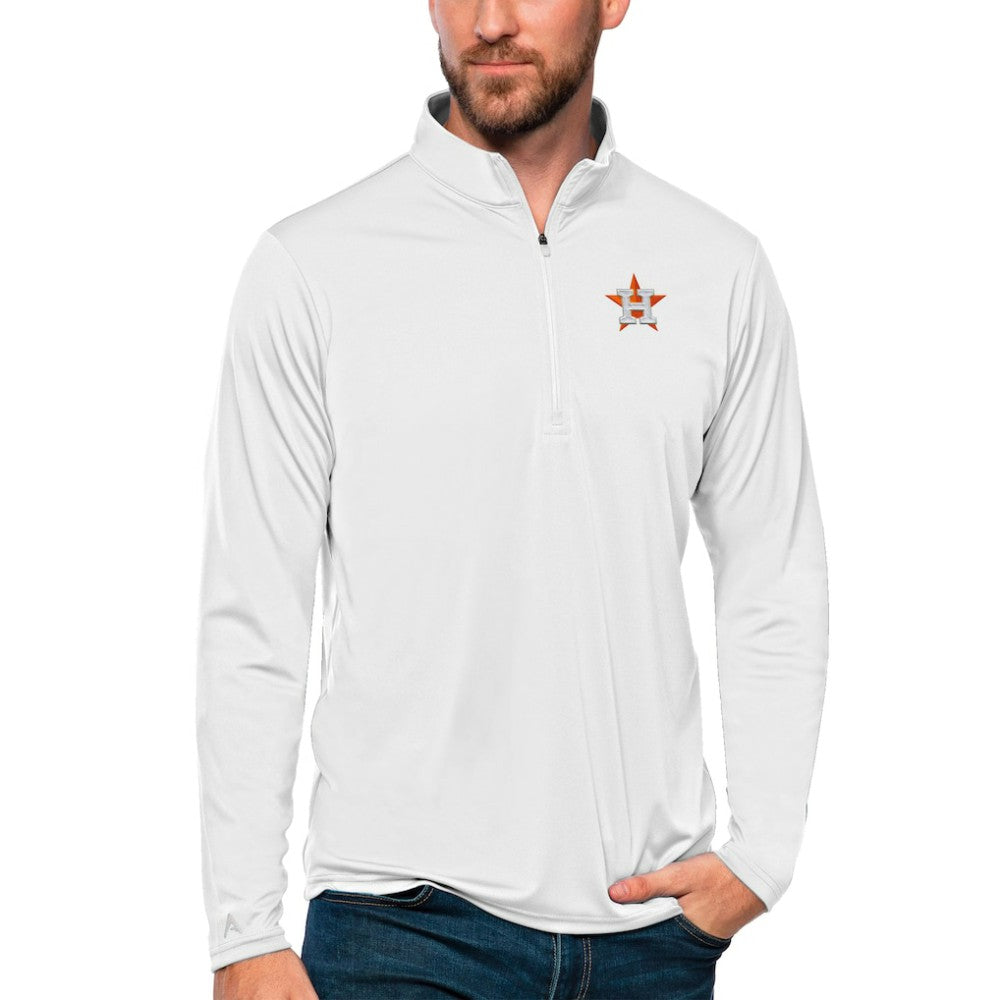 Houston Astros Antigua Tribute Quarter-Zip Pullover Top - White