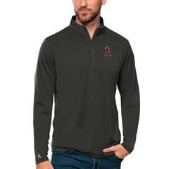 Los Angeles Angels Antigua Tribute Quarter-Zip Pullover Top - Charcoal