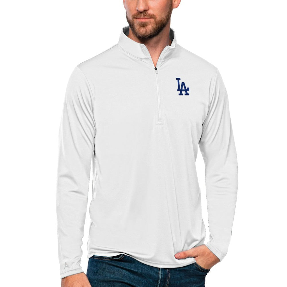 Los Angeles Dodgers Antigua Tribute Quarter-Zip Pullover Top - White