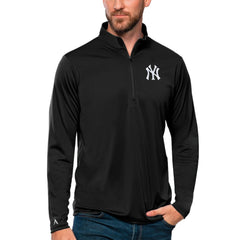New York Yankees Antigua Tribute Quarter-Zip Pullover Top - Black