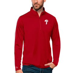 Philadelphia Phillies Antigua Tribute Quarter-Zip Pullover Top - Red