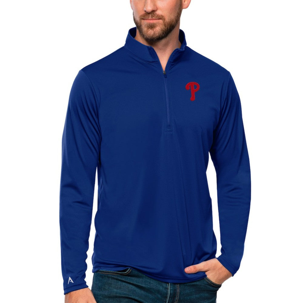 Philadelphia Phillies Antigua Tribute Quarter-Zip Pullover Top - Royal