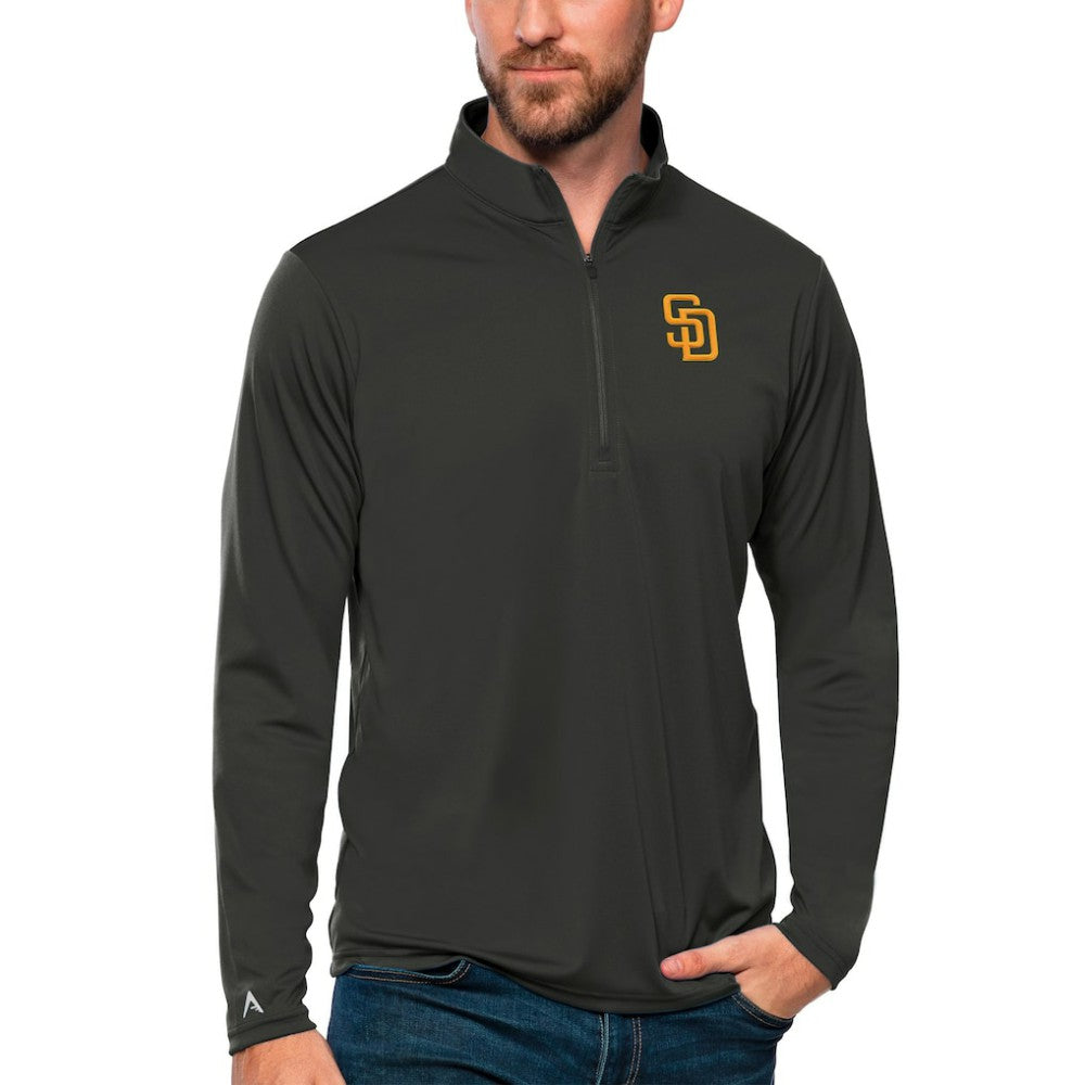 San Diego Padres Antigua Tribute Quarter-Zip Pullover Top - Charcoal