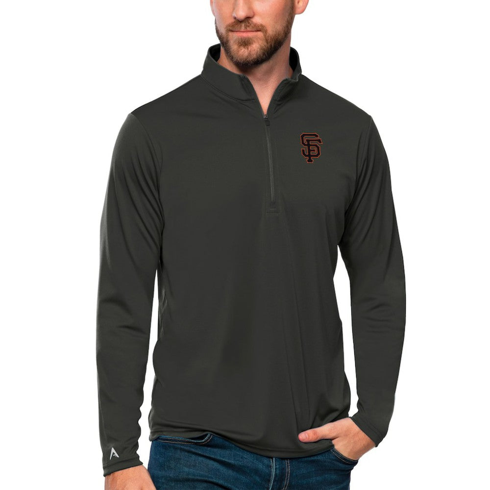 San Francisco Giants Antigua Tribute Quarter-Zip Pullover Top - Charcoal