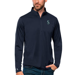 Seattle Mariners Antigua Tribute Quarter-Zip Pullover Top - Navy