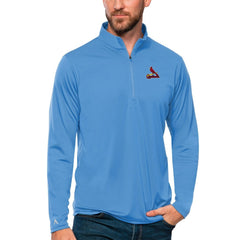 St. Louis Cardinals Antigua Tribute Quarter-Zip Pullover Top - Powder Blue