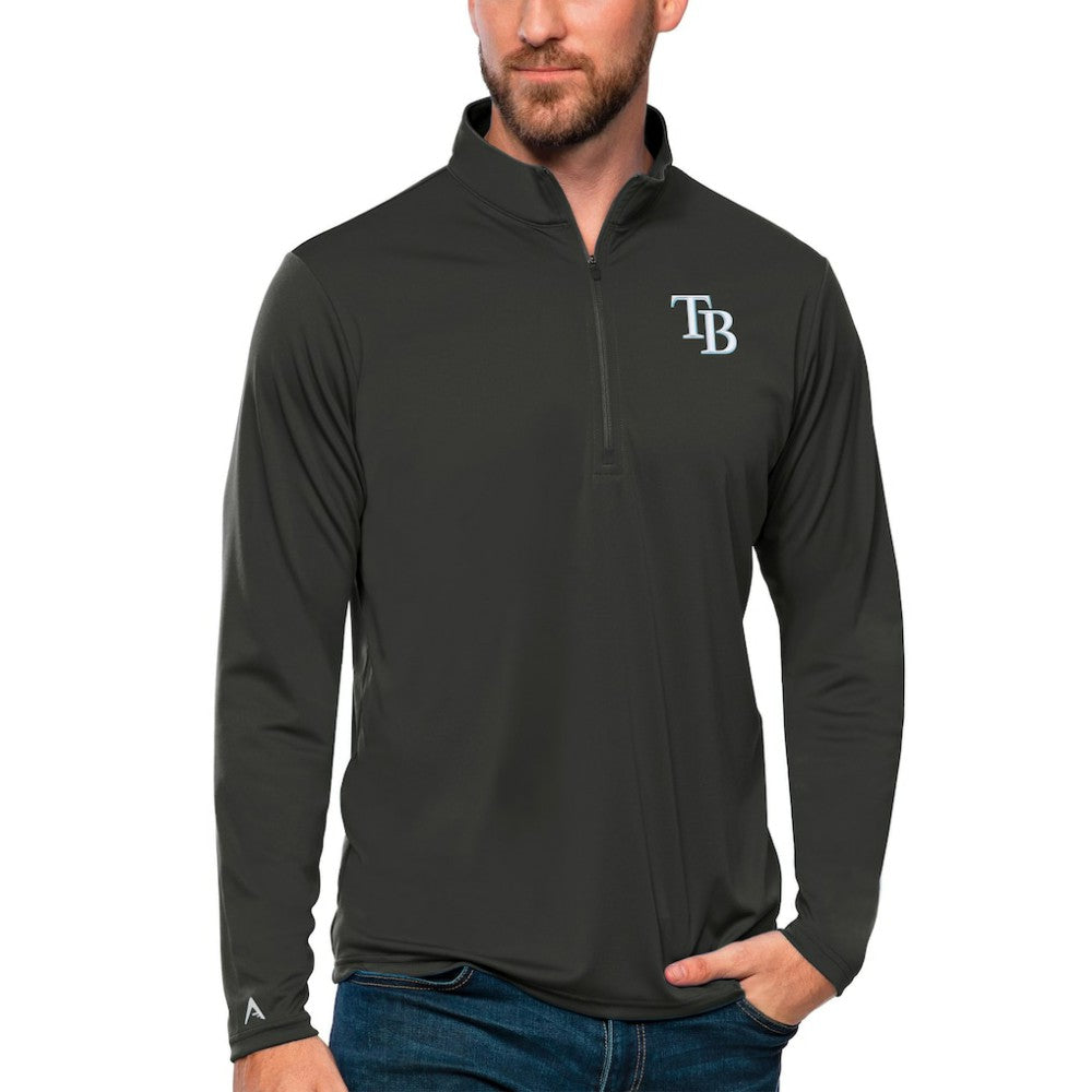Tampa Bay Rays Antigua Tribute Quarter-Zip Pullover Top - Charcoal