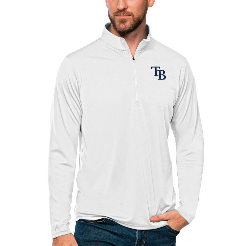 Tampa Bay Rays Antigua Tribute Quarter-Zip Pullover Top - White