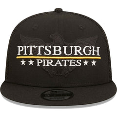 Pittsburgh Pirates Patriot Trucker 9FIFTY Snapback Hat - Black | New Era