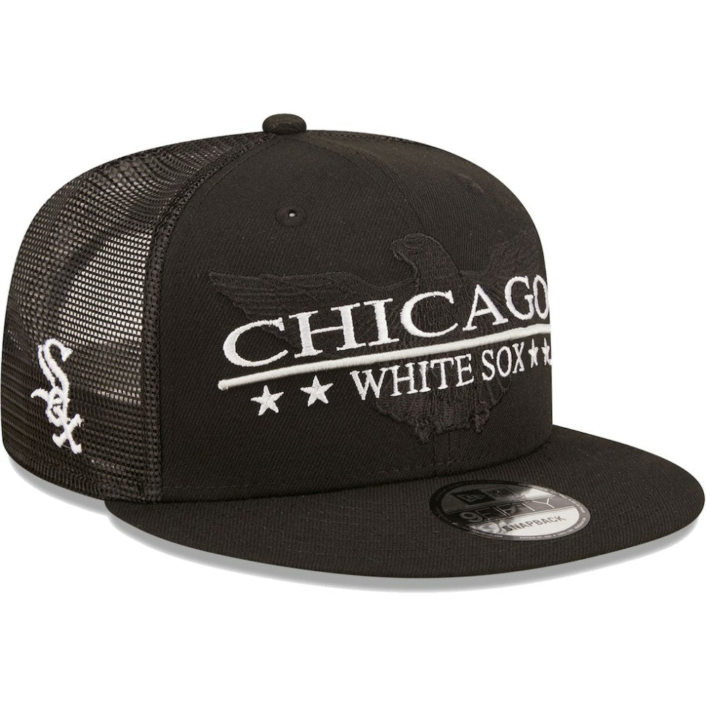 Chicago White Sox Patriot Trucker 9FIFTY Snapback Hat - Black | New Era