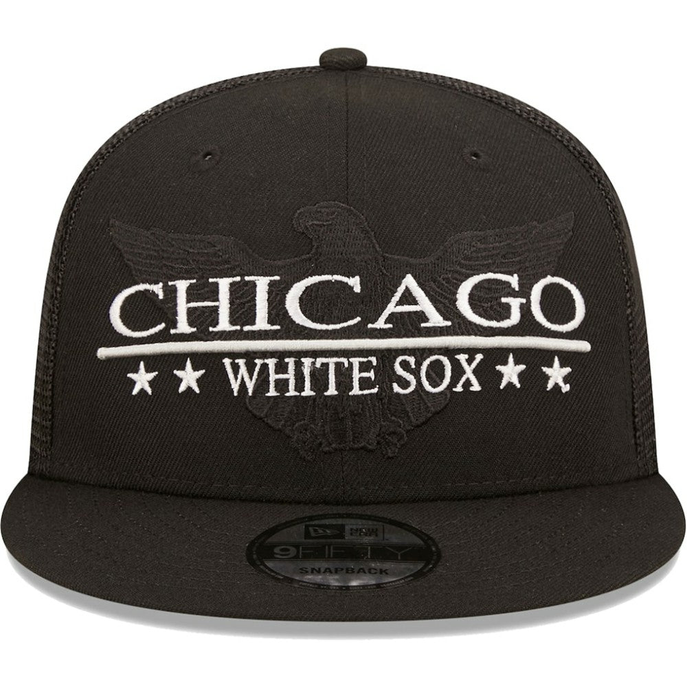 Chicago White Sox Patriot Trucker 9FIFTY Snapback Hat - Black | New Era