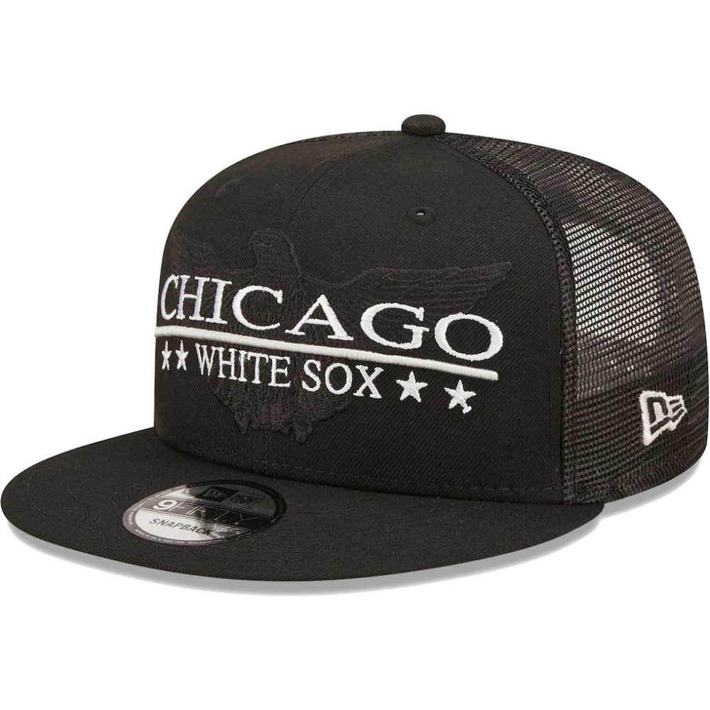 Chicago White Sox Patriot Trucker 9FIFTY Snapback Hat - Black | New Era